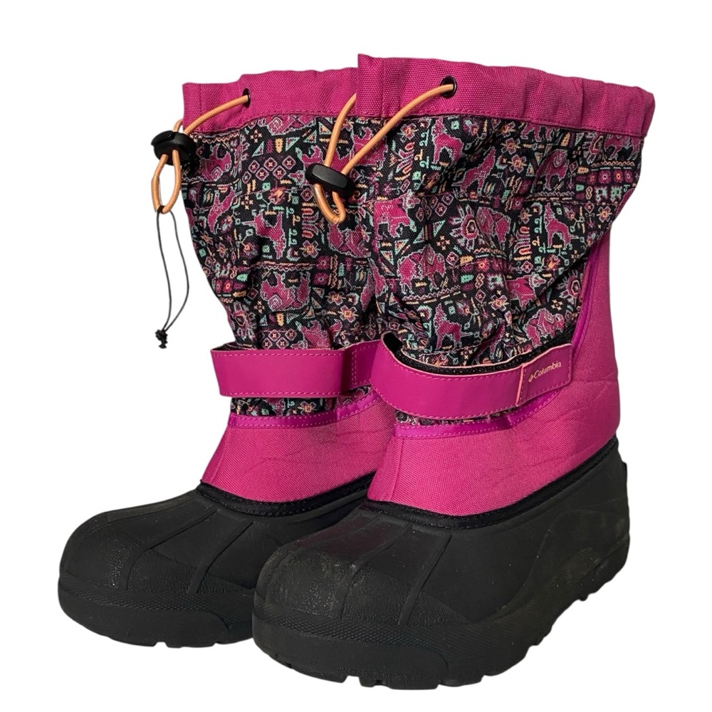 Columbia Powderbug Boot Girls 7Y Pink Sourhwest Print Felt Insulated Waterproof